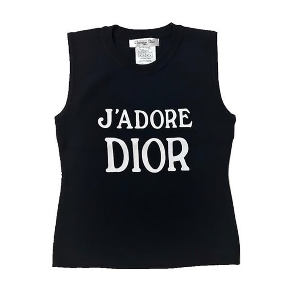 Black JADORE Dior Vintage Ribbed Top